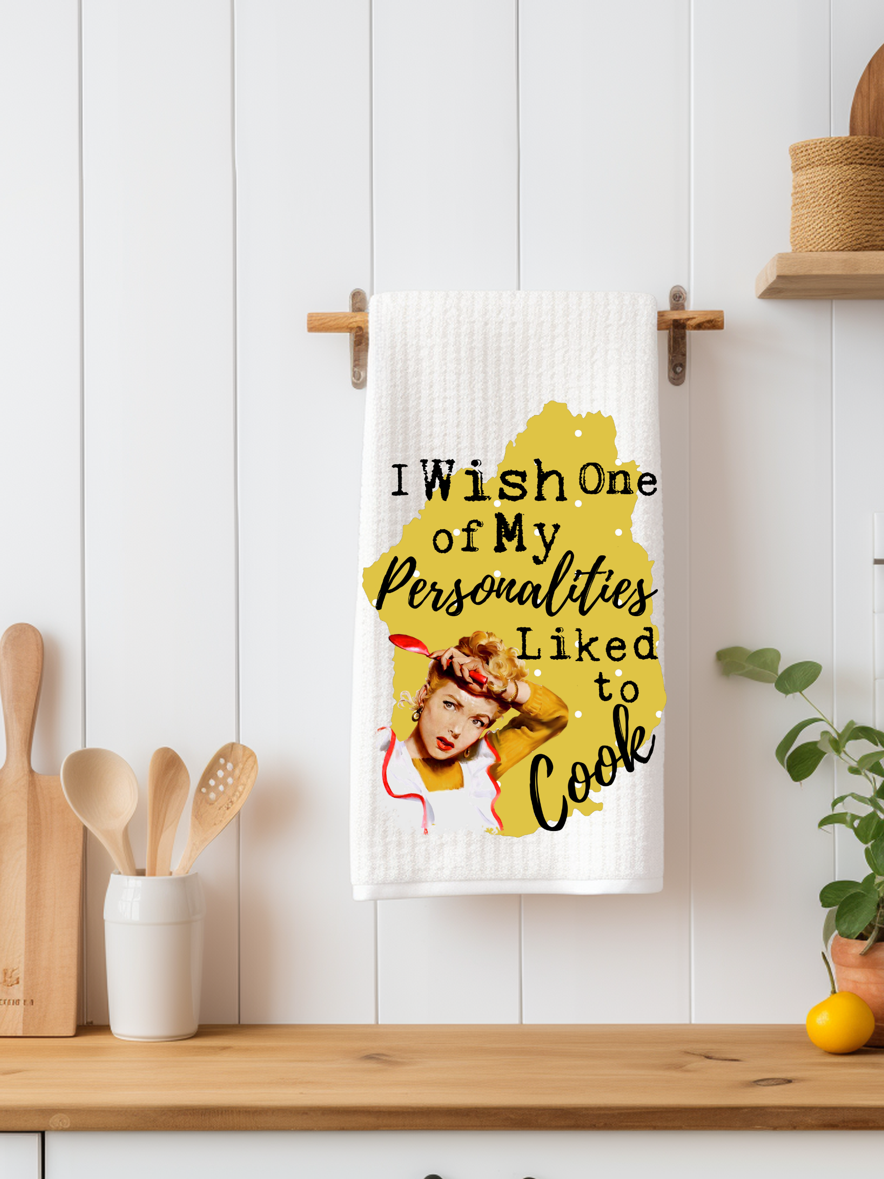 I Wish One of My Personalities Likes to Cook Dishtowel - Snarky Junkie
