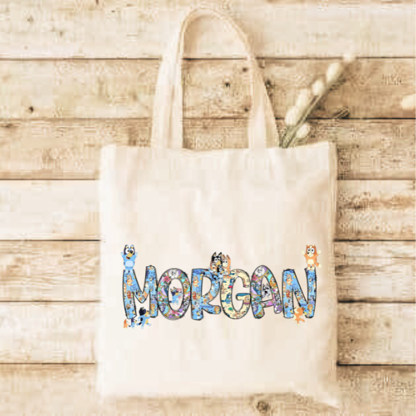 Name on Tote Bag For Birthday, Girl's Trip or Group with Choice of Doodle Font