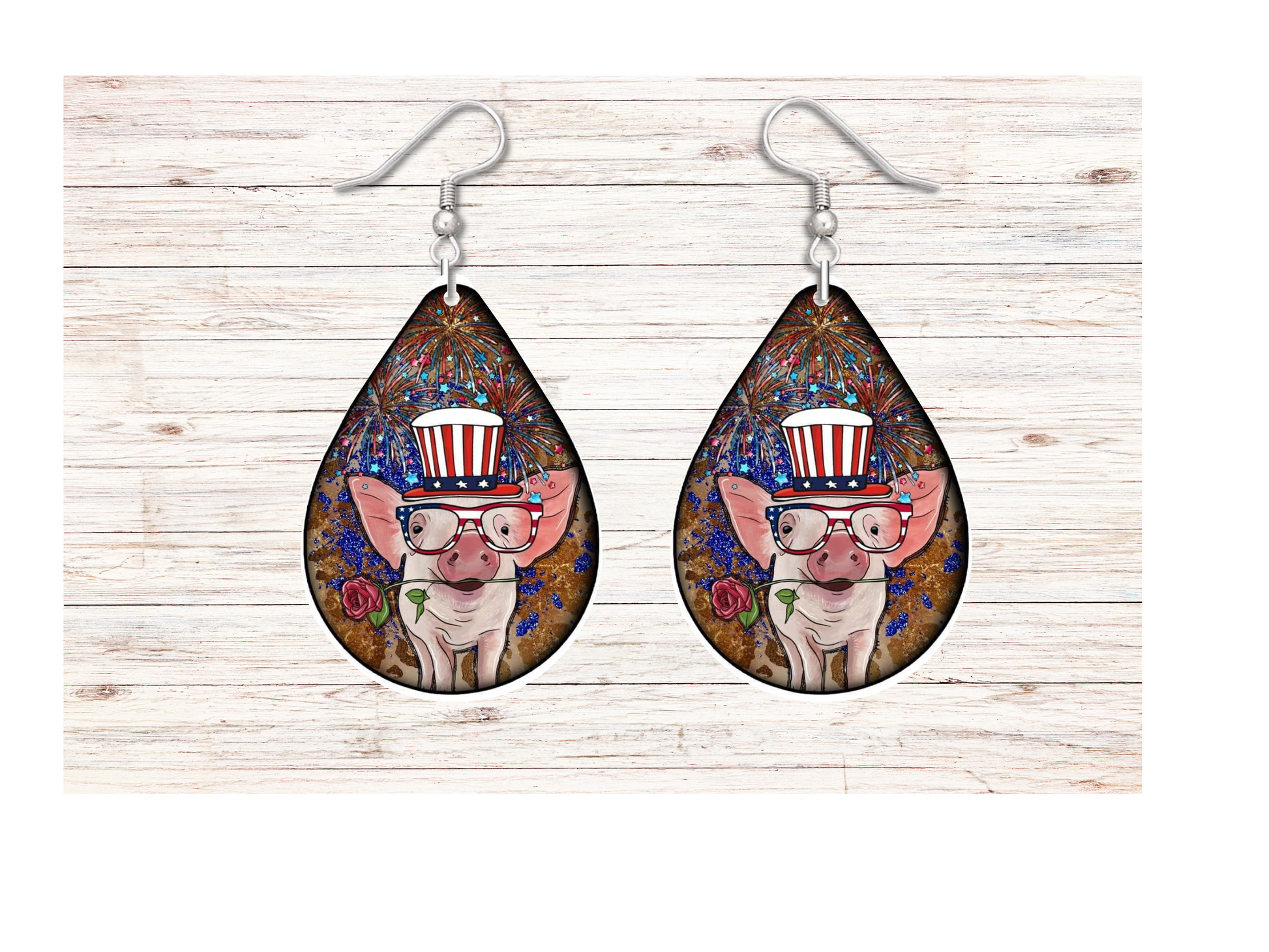 Patriotic Pig Earrings - Snarky Junkie