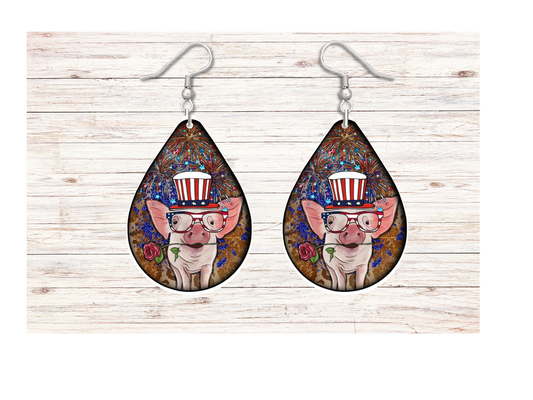 Patriotic Pig Earrings - Snarky Junkie