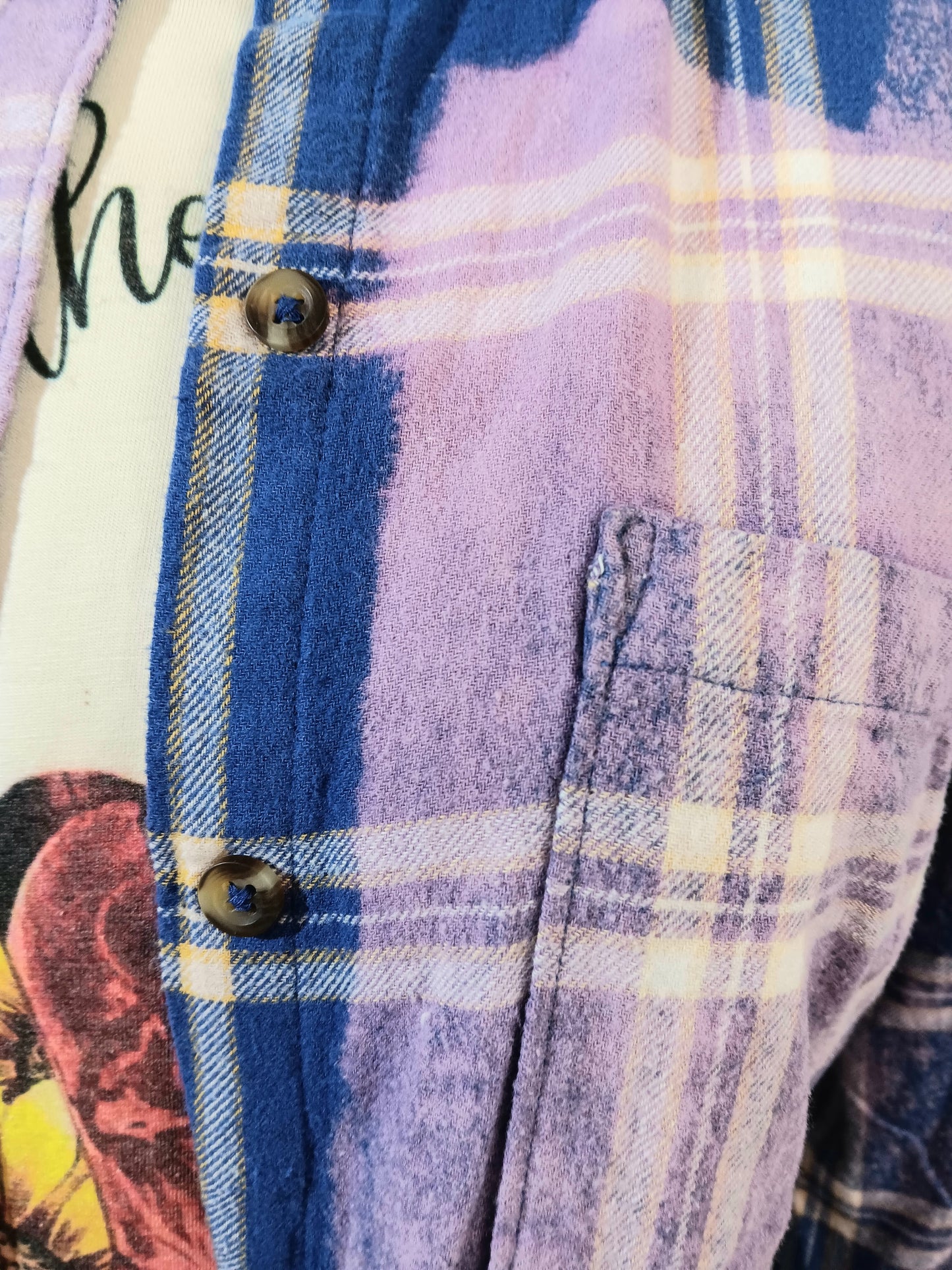 Purple, Pink, Blue Bleached Flannel Shirt