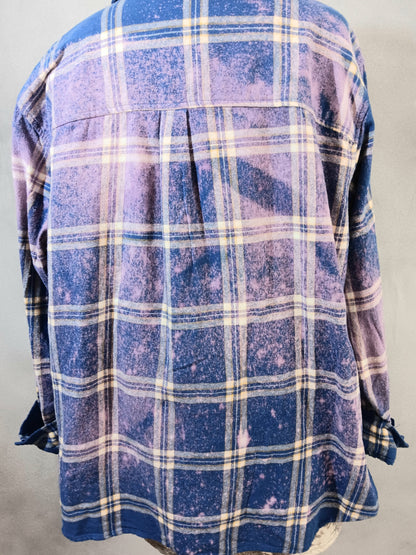 Purple, Pink, Blue Bleached Flannel Shirt