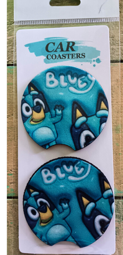 Blue Dog Car Coasters - Snarky Junkie