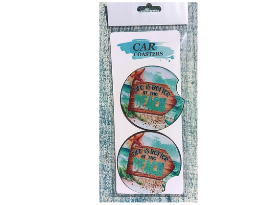 Life is Better at the Beach Car Coasters - Snarky Junkie