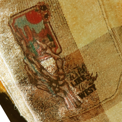 Yellow and Black Checked Bleached Flannel with DTF Cards Images - Snarky Junkie